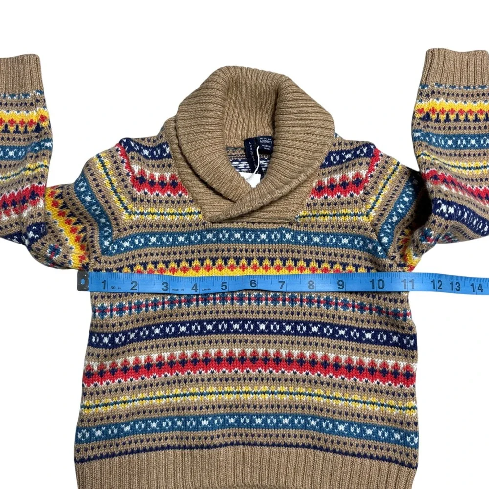 Janie and Jack Kids Fair Isle‎ Shawl Collar Sweater Tan Multi Color 18 24 Months